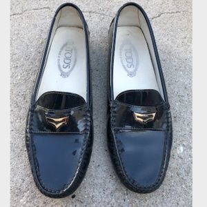 Tods Blue Patent LEATHER Loafer  flats